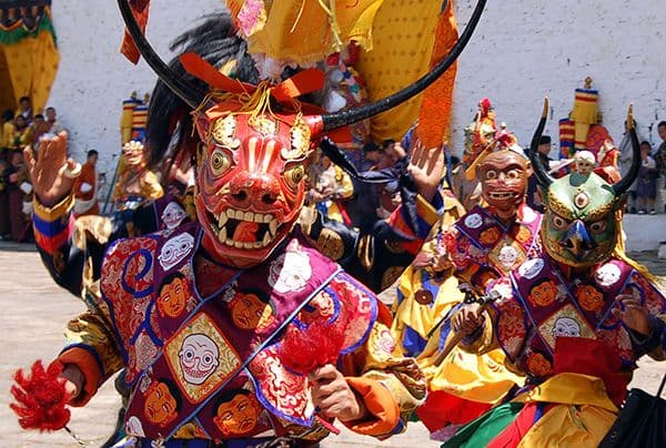 Close-up of a wrathful deity mask